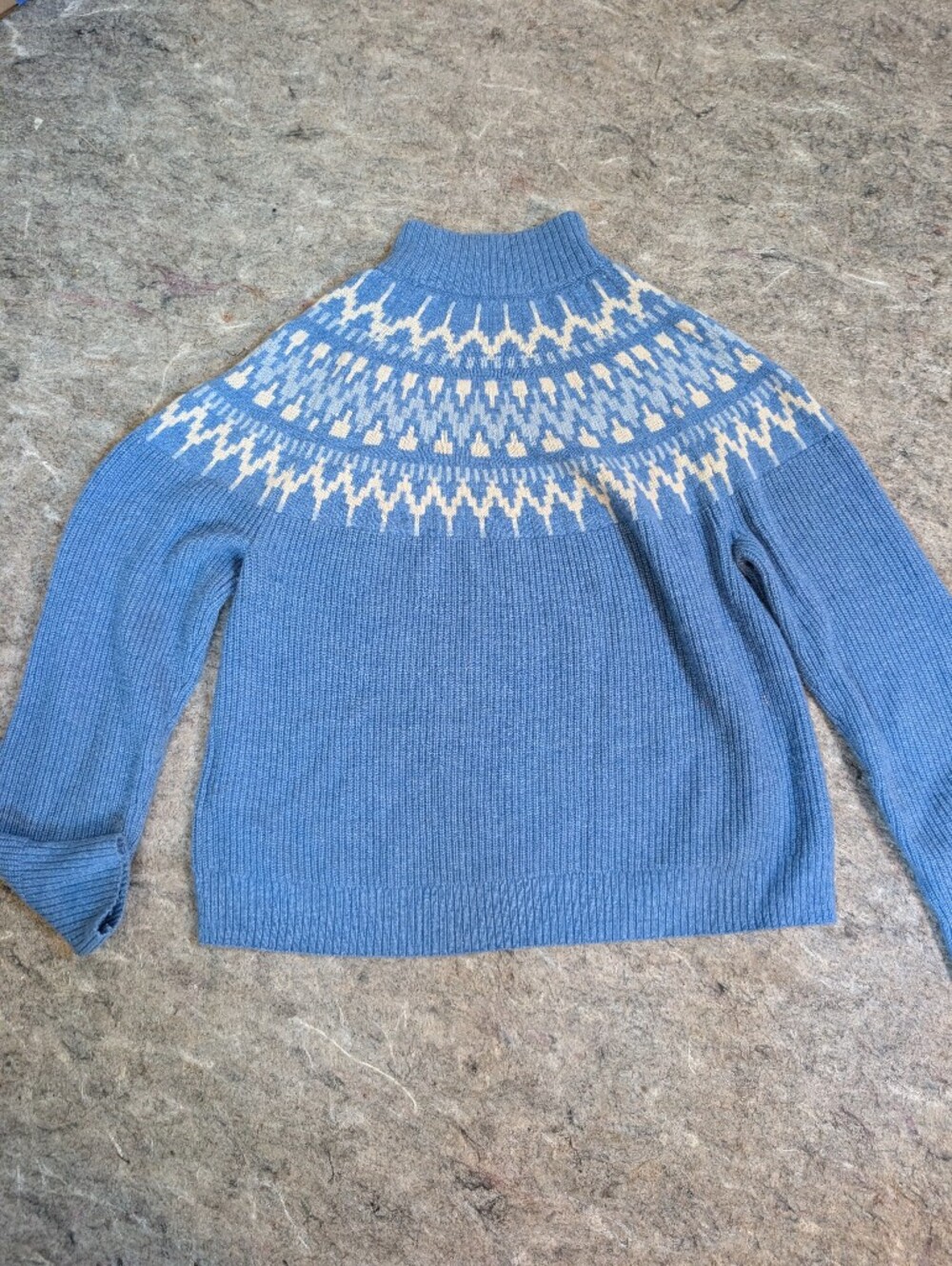 J. Crew Light Blue & Cream Fair Isle Wool Blend Turtleneck Sweater Size Small - Picture 4 of 4